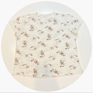 Lucky Brand All Over Floral Cotton SS Tee Large